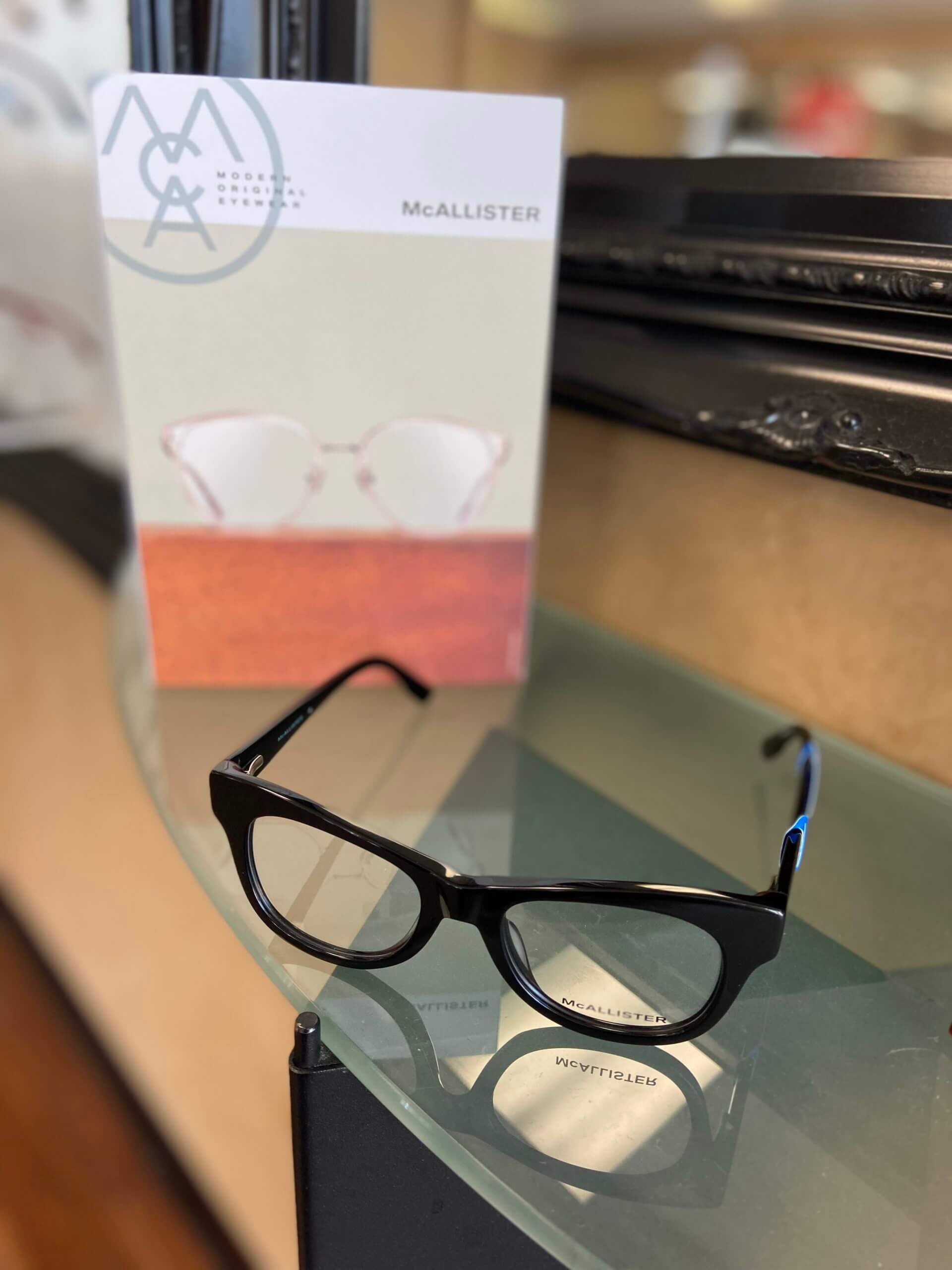 McAllister eyewear display in the Briargrove optical
