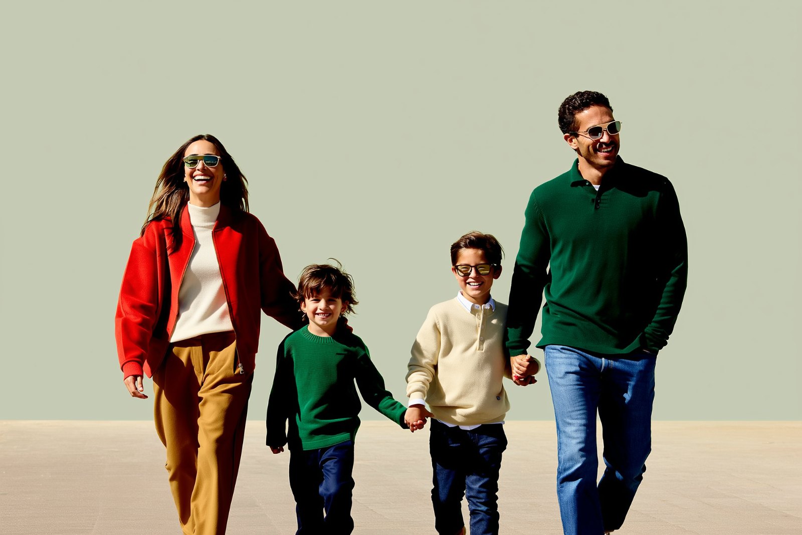 A family in the sun wearing lenses that have darkened outdoors